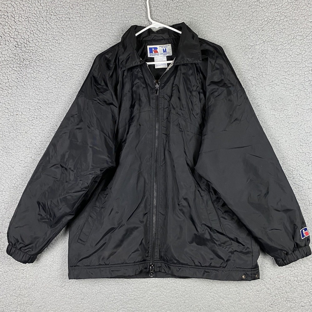 Vintage Russell Athletic Jacket Mens M Black Snap Lined Windbreaker Philippines